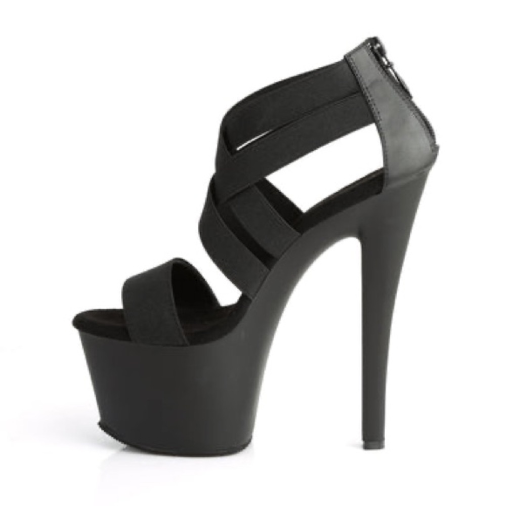 PLEASER | Sky-369 | 7” Black Platform heels